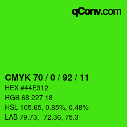 カラーコード: CMYK 70 / 0 / 92 / 11 | qconv.com