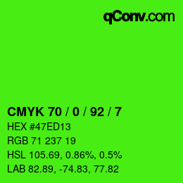 颜色代码: CMYK 70 / 0 / 92 / 7 | qconv.com