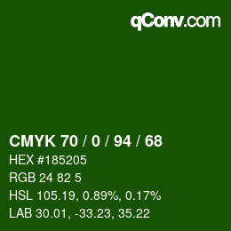 Color code: CMYK 70 / 0 / 94 / 68 | qconv.com
