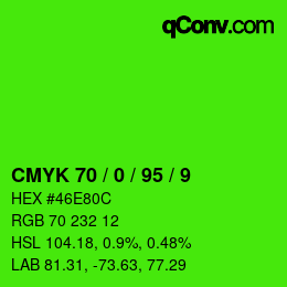 Farbcode: CMYK 70 / 0 / 95 / 9 | qconv.com