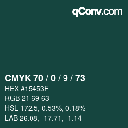 カラーコード: CMYK 70 / 0 / 9 / 73 | qconv.com