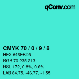 颜色代码: CMYK 70 / 0 / 9 / 8 | qconv.com