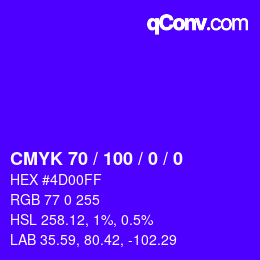 颜色代码: CMYK 70 / 100 / 0 / 0 | qconv.com