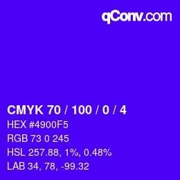 颜色代码: CMYK 70 / 100 / 0 / 4 | qconv.com