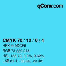 颜色代码: CMYK 70 / 10 / 0 / 4 | qconv.com