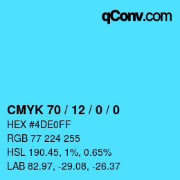 Color code: CMYK 70 / 12 / 0 / 0 | qconv.com