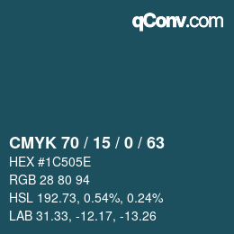 カラーコード: CMYK 70 / 15 / 0 / 63 | qconv.com