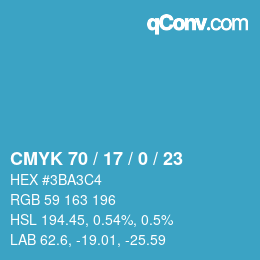 Color code: CMYK 70 / 17 / 0 / 23 | qconv.com