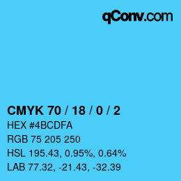 Color code: CMYK 70 / 18 / 0 / 2 | qconv.com