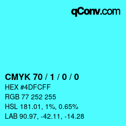 カラーコード: CMYK 70 / 1 / 0 / 0 | qconv.com