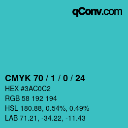 Color code: CMYK 70 / 1 / 0 / 24 | qconv.com