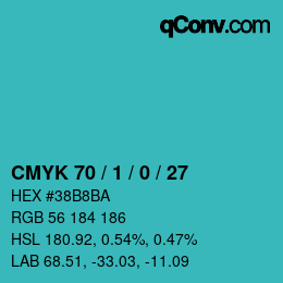 颜色代码: CMYK 70 / 1 / 0 / 27 | qconv.com
