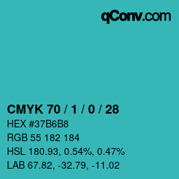 Color code: CMYK 70 / 1 / 0 / 28 | qconv.com