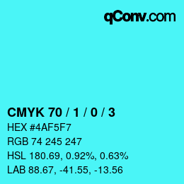 カラーコード: CMYK 70 / 1 / 0 / 3 | qconv.com