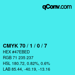 Color code: CMYK 70 / 1 / 0 / 7 | qconv.com