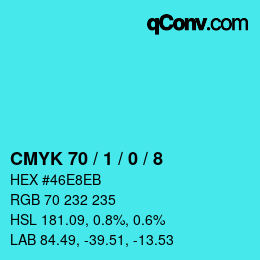 Color code: CMYK 70 / 1 / 0 / 8 | qconv.com