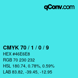 カラーコード: CMYK 70 / 1 / 0 / 9 | qconv.com