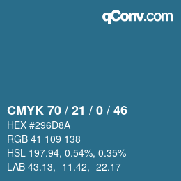 颜色代码: CMYK 70 / 21 / 0 / 46 | qconv.com