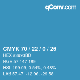 Color code: CMYK 70 / 22 / 0 / 26 | qconv.com