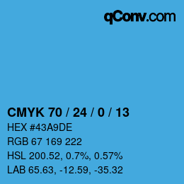 颜色代码: CMYK 70 / 24 / 0 / 13 | qconv.com