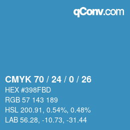 颜色代码: CMYK 70 / 24 / 0 / 26 | qconv.com