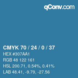 カラーコード: CMYK 70 / 24 / 0 / 37 | qconv.com