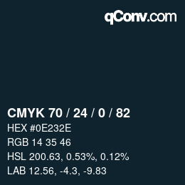 カラーコード: CMYK 70 / 24 / 0 / 82 | qconv.com