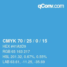 颜色代码: CMYK 70 / 25 / 0 / 15 | qconv.com