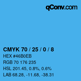 Color code: CMYK 70 / 25 / 0 / 8 | qconv.com