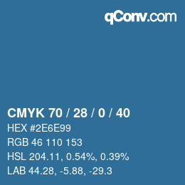 Farbcode: CMYK 70 / 28 / 0 / 40 | qconv.com