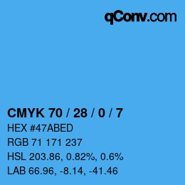 Color code: CMYK 70 / 28 / 0 / 7 | qconv.com