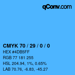 カラーコード: CMYK 70 / 29 / 0 / 0 | qconv.com