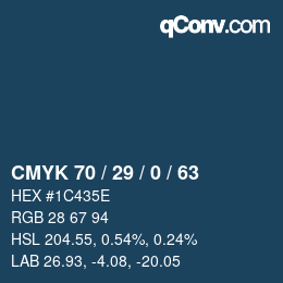 Farbcode: CMYK 70 / 29 / 0 / 63 | qconv.com