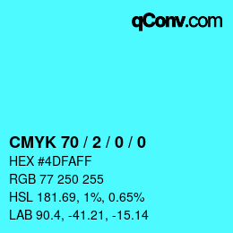 カラーコード: CMYK 70 / 2 / 0 / 0 | qconv.com