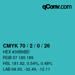 カラーコード: CMYK 70 / 2 / 0 / 26 | qconv.com