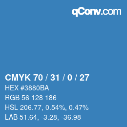 Color code: CMYK 70 / 31 / 0 / 27 | qconv.com
