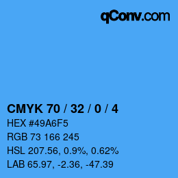 颜色代码: CMYK 70 / 32 / 0 / 4 | qconv.com