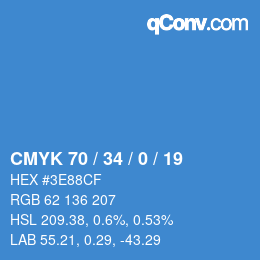 Farbcode: CMYK 70 / 34 / 0 / 19 | qconv.com
