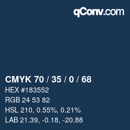Farbcode: CMYK 70 / 35 / 0 / 68 | qconv.com