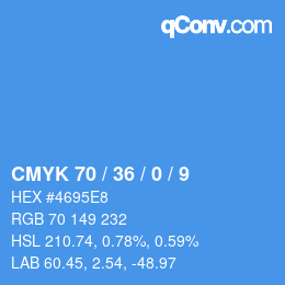颜色代码: CMYK 70 / 36 / 0 / 9 | qconv.com
