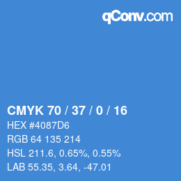 カラーコード: CMYK 70 / 37 / 0 / 16 | qconv.com