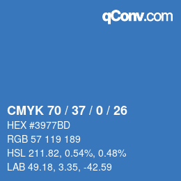 颜色代码: CMYK 70 / 37 / 0 / 26 | qconv.com