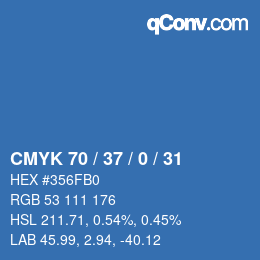 カラーコード: CMYK 70 / 37 / 0 / 31 | qconv.com