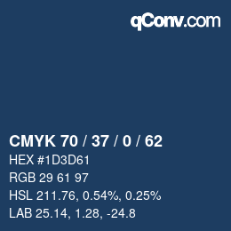 カラーコード: CMYK 70 / 37 / 0 / 62 | qconv.com