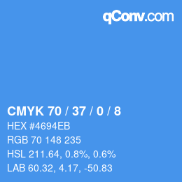 カラーコード: CMYK 70 / 37 / 0 / 8 | qconv.com