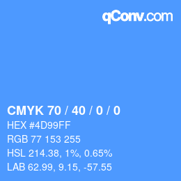 颜色代码: CMYK 70 / 40 / 0 / 0 | qconv.com