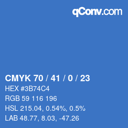 Color code: CMYK 70 / 41 / 0 / 23 | qconv.com