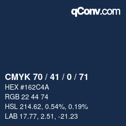 カラーコード: CMYK 70 / 41 / 0 / 71 | qconv.com