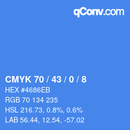 Color code: CMYK 70 / 43 / 0 / 8 | qconv.com