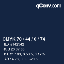 Farbcode: CMYK 70 / 44 / 0 / 74 | qconv.com